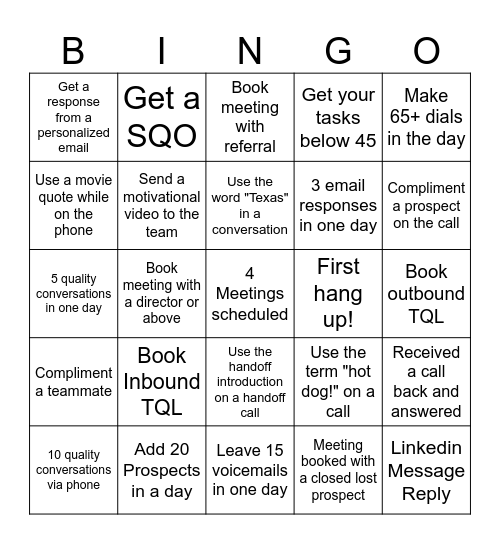 Quickbase Bingo Card