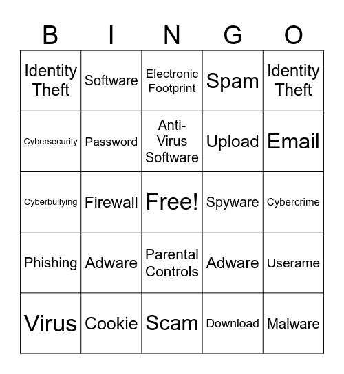 Internet Safety BINGO Card