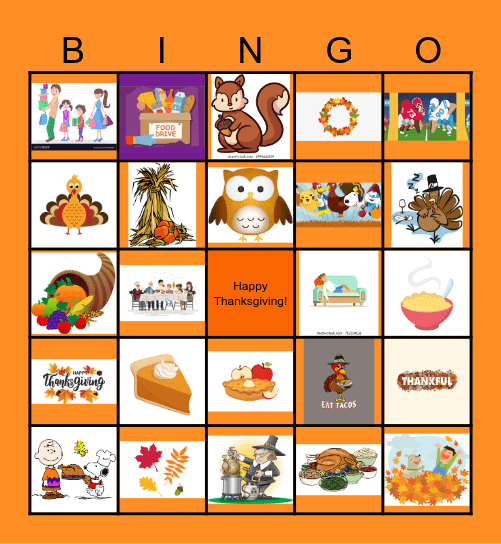 Music Appreciation Thanksgiving Bingo Card