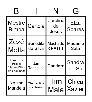 Black personalities Bingo Card