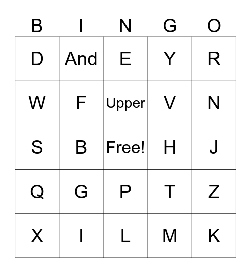 Alphabets Bingo Card