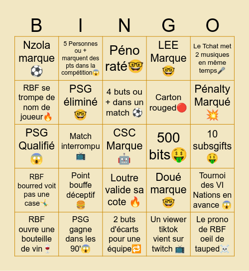 RBF BINGO Card