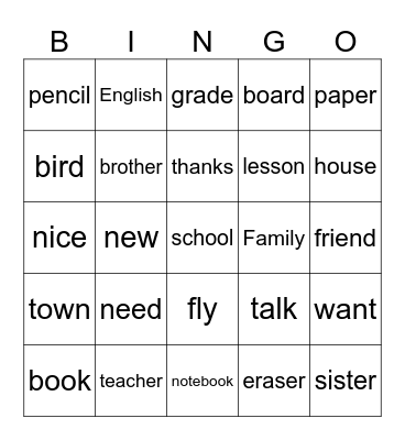 Unit 1 - A Bingo Card