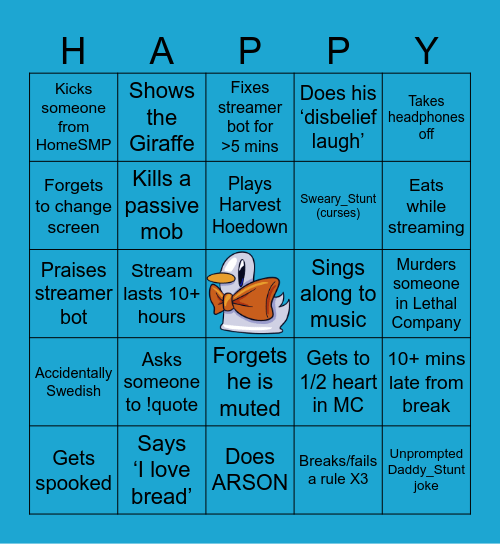 BIRTHDAY STREAM Bingo Card