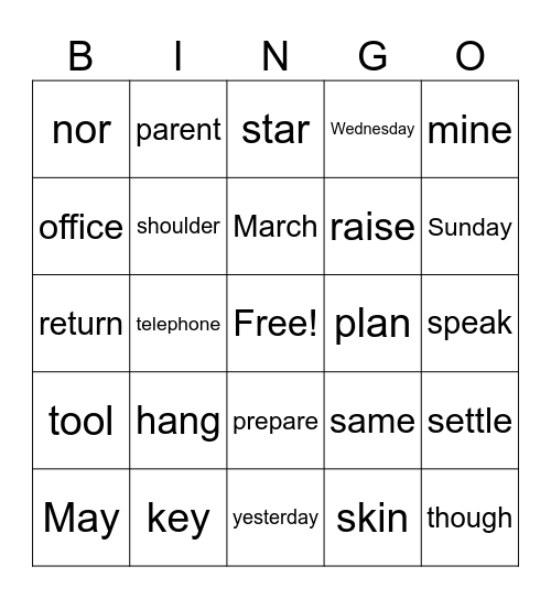 List #7 3rd Grade Bingo Card