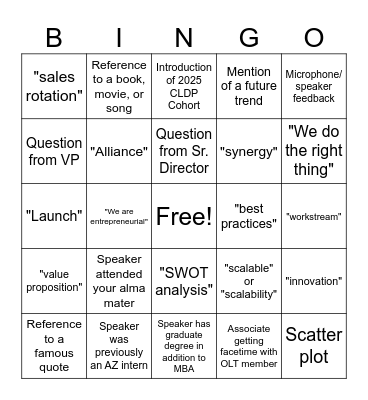 CLDP Presentations to OLT Bingo Card