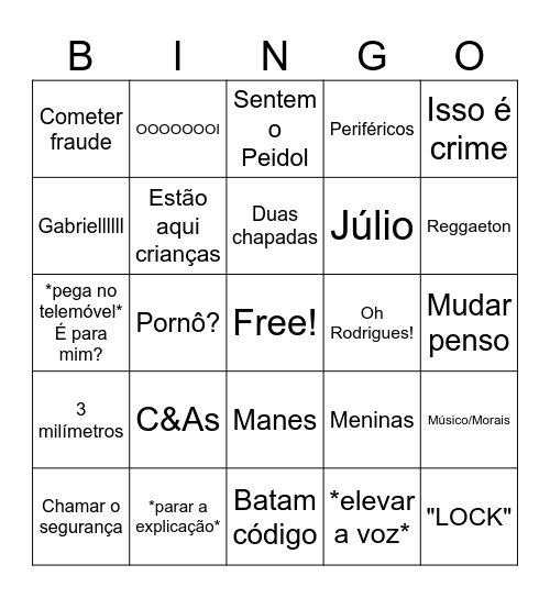 Bingo do Delgas Bingo Card