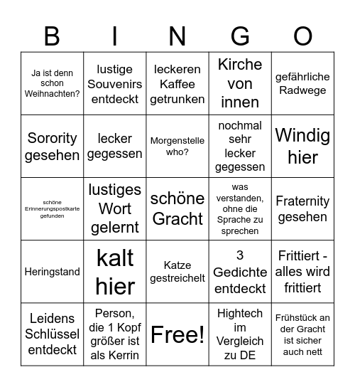 Martha in den Niederlanden Bingo Card