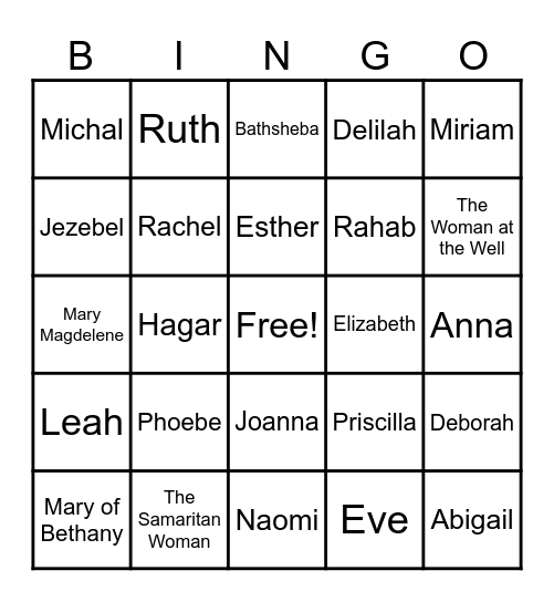 Women in the Bible Bingo Card