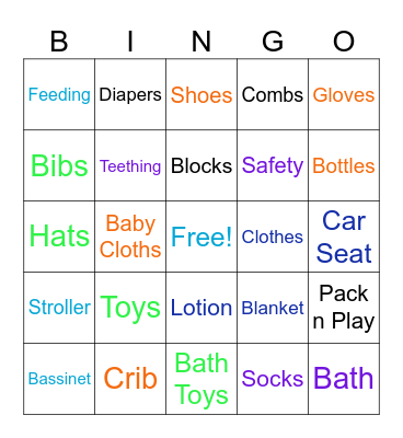 Sierras Baby Shower Bingo Card