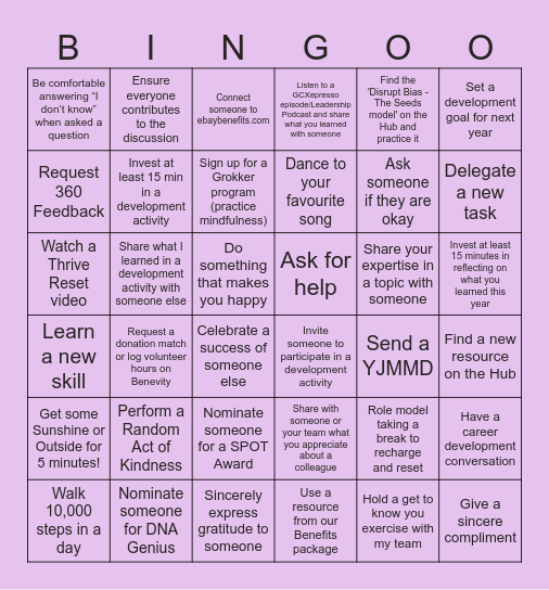 Leadership bingo Card