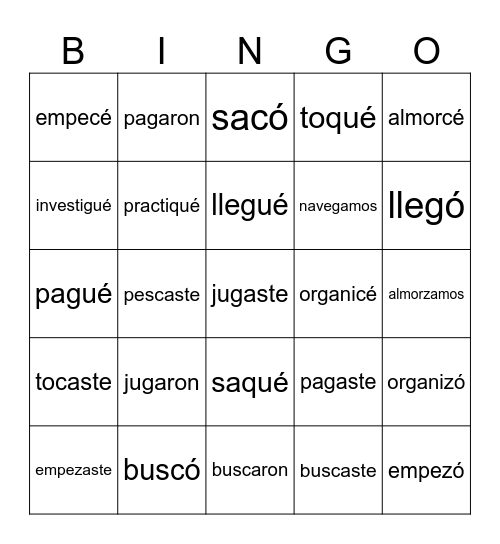 Car Gar Zar Bingo Card