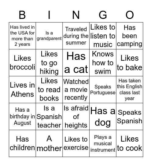 Find someone who... Bingo Card