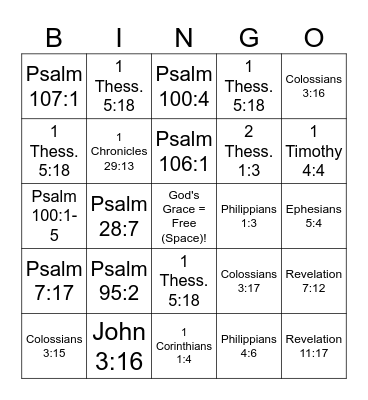 Thanksgiving Bible Bingo Card