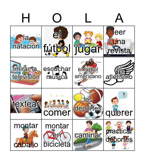 Las actividades Bingo Card