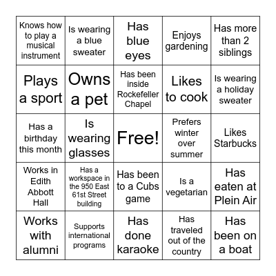 Find Someone Who... Bingo Card