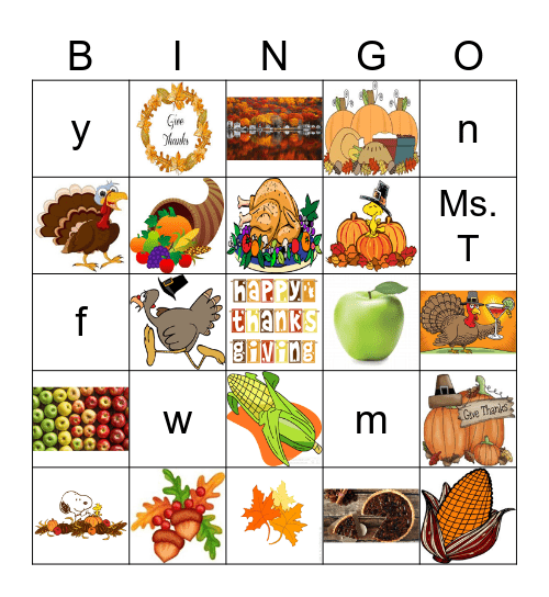 THANKSGIVING Bingo Card