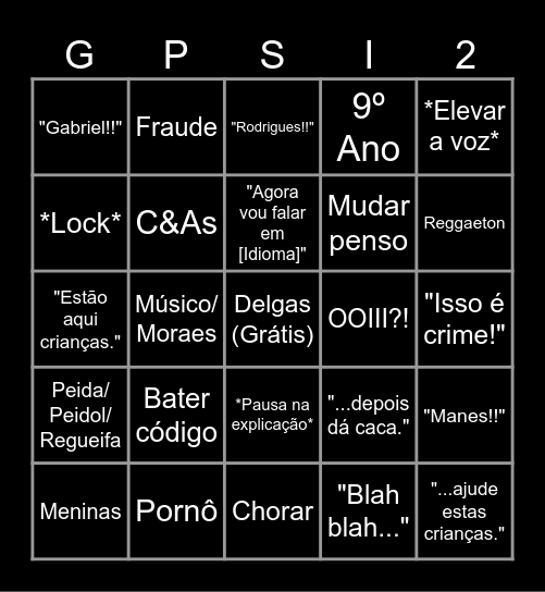 <3 Bingo do Delgas!!! <3 Bingo Card