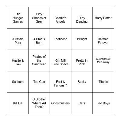 Box Office Bangers Bingo Card