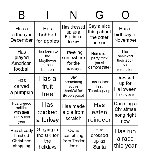 FIND SOMEONE WHO... Bingo Card