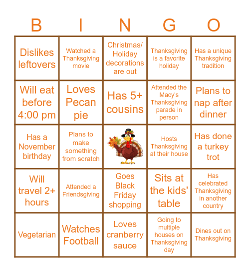 Thanksgiving Bingo Card