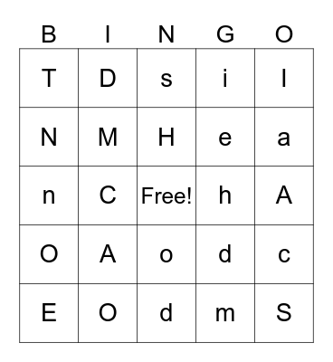 Alphabet Bingo Card