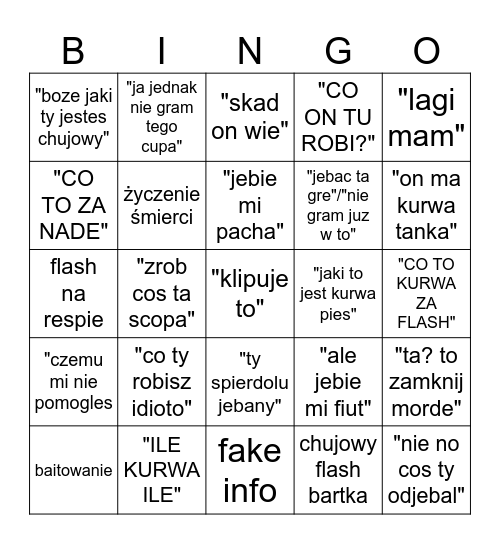 inflex Bingo Card