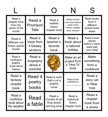 Fourth Grade Book Bingo Card