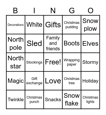 Christmas Bingo Card