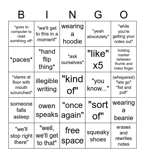 government bingo Card