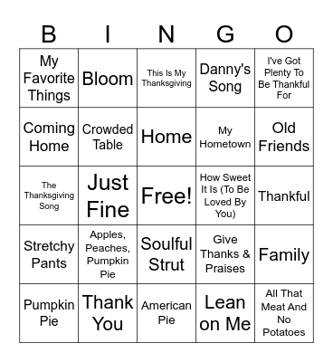 Happy Thanksgiving! Bingo Card