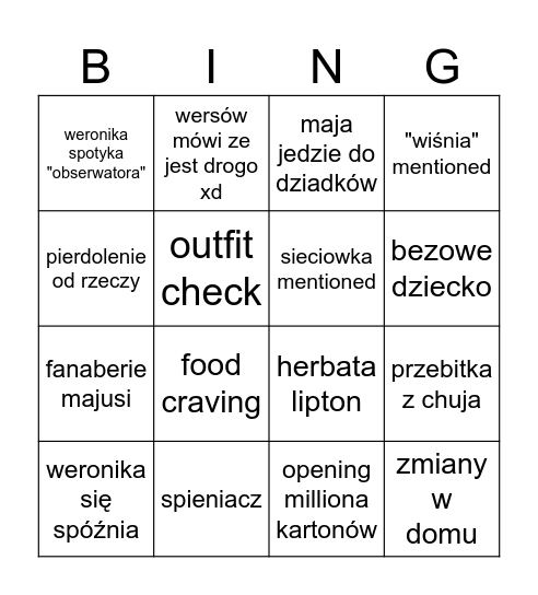 WERSOWA Bingo Card