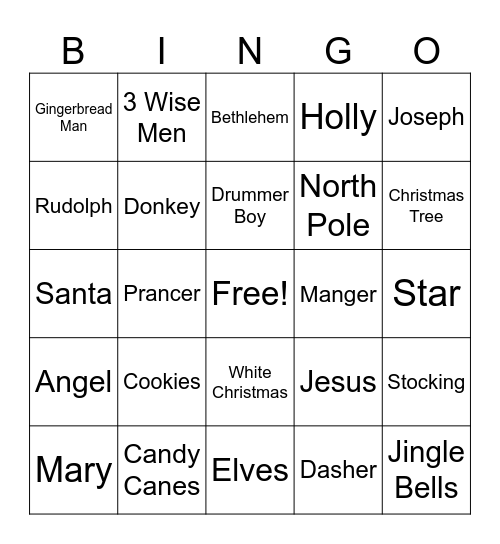 Christmas Bingo Card