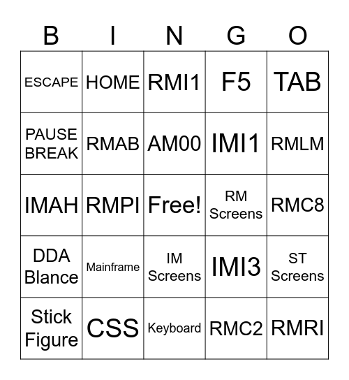 MAINFRAME BINGO! Bingo Card