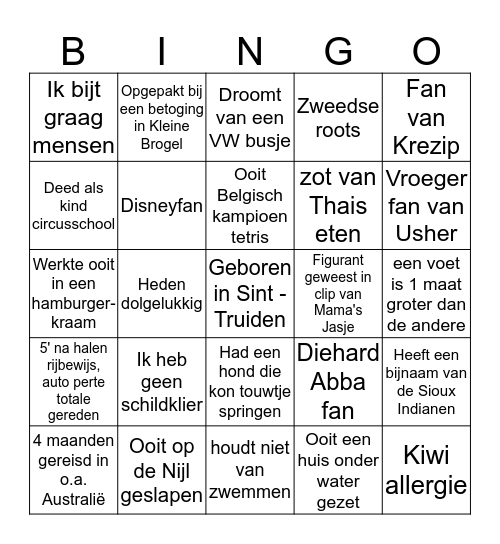 De pluim personeelsbingo Card