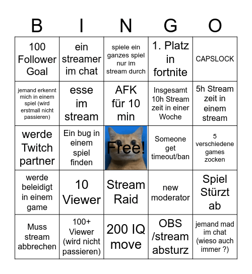 Stream Bingo Card