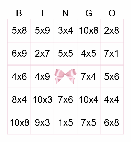 Multiplication Bingo Card