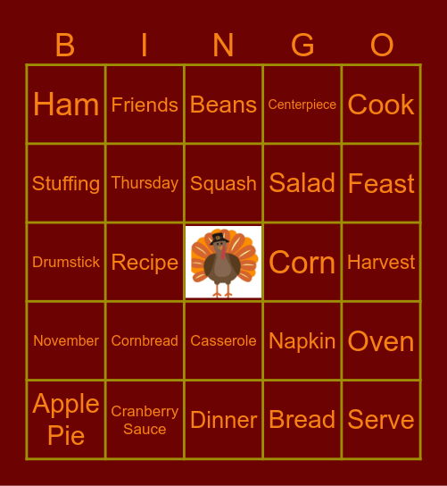 Thanksgiving Bingo Card