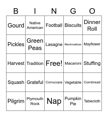 Thanksgiving Bingo Card