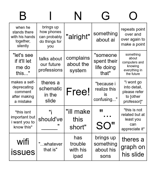 miller bingo Card