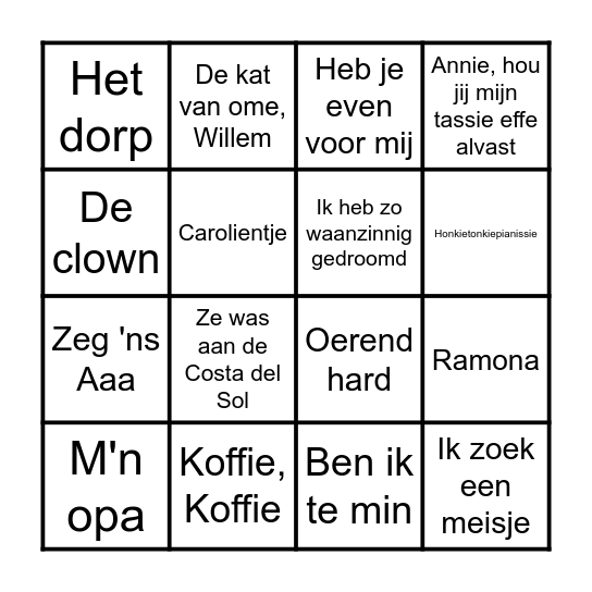 muziek bingo Card