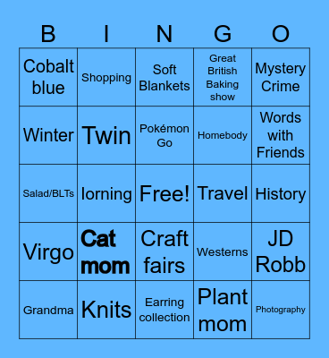 Janet’s Penpal Bingo Card