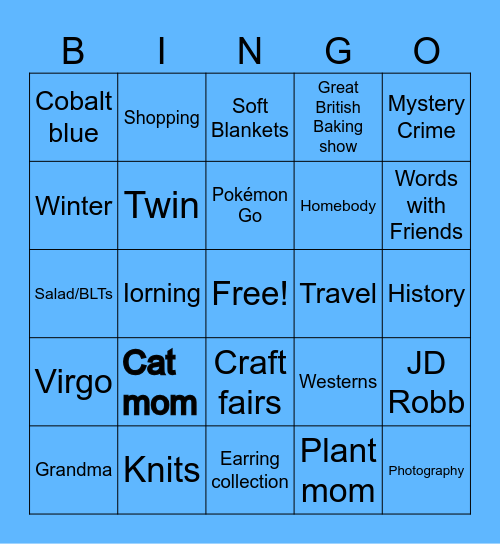 Janet’s Penpal Bingo Card