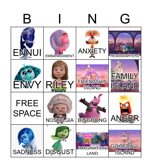 INSIDE OUT BINGO Card