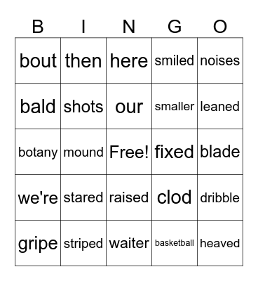 Word Wheel (1-5) Bingo Card