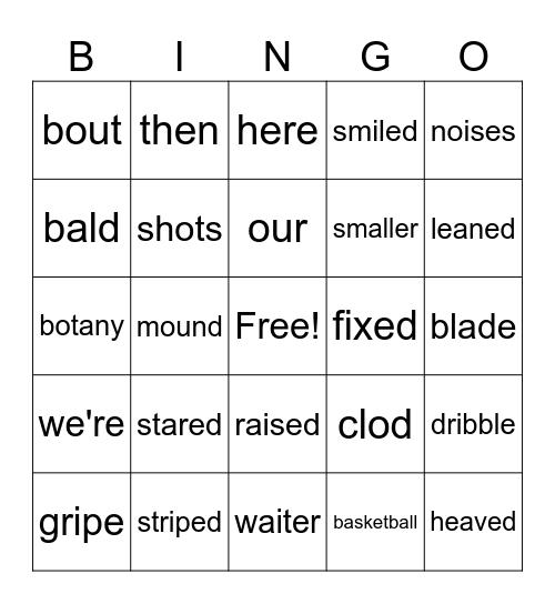 Word Wheel (1-5) Bingo Card