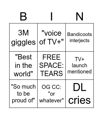 Important Check-In Bingo Card
