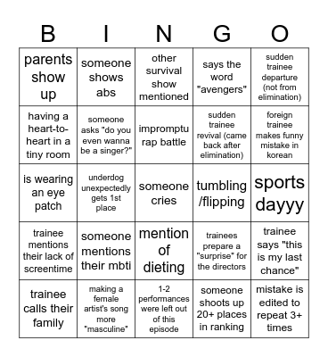 Project 7 Bingo Card