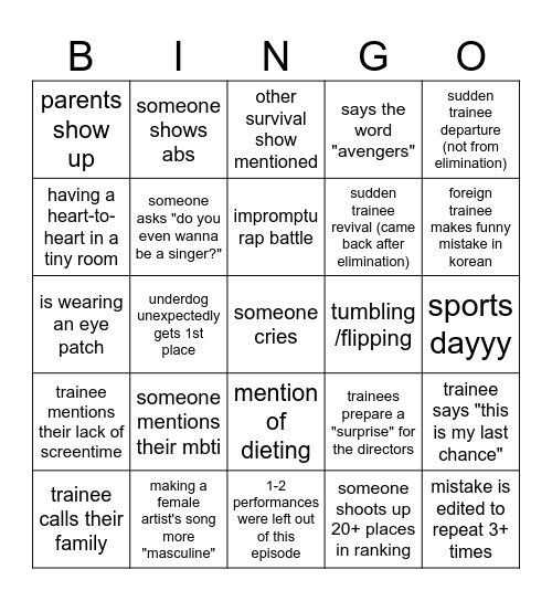 Project 7 Bingo Card