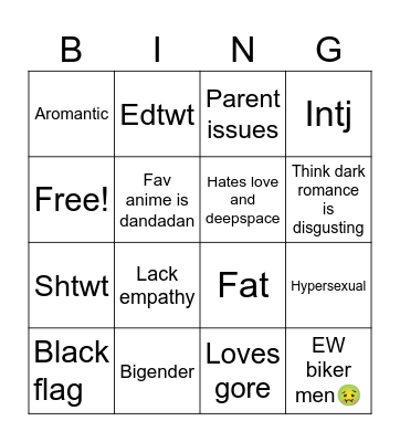 Asher's bingo Card